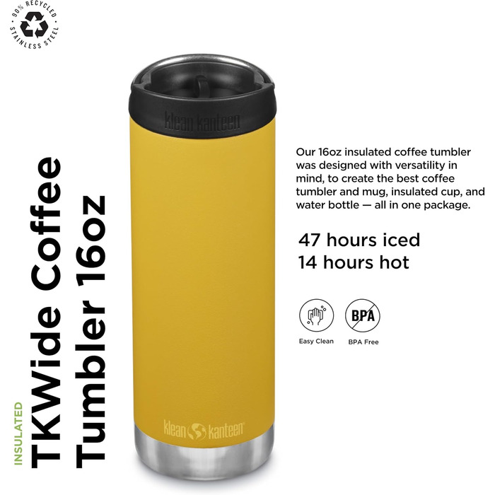 Klean Kanteen Men's tkwide Tritan Drinking Bottle (473 ml, Marigold)