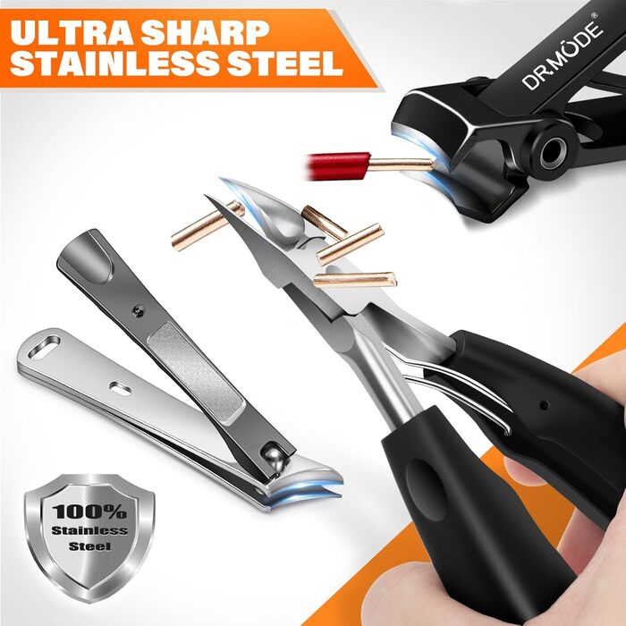 Професійний кусачка для нігтів DRMODE для товстих нігтів з довгим вигнутим важелем, для літніх людей, з широким отвором