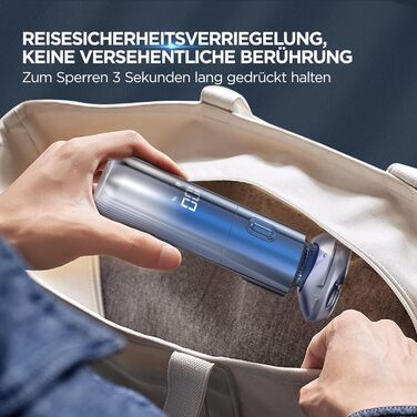 Електричний гострозуб чоловічий 3D гострозуб з магнітними лезами, IPX7, для сухого та вологого гоління, з блокуванням для подорожей (блакитний)