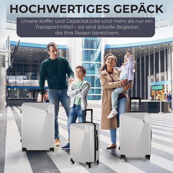Набір валіз xRace 3 шт. ABS, 20/24/28 дюймів, ручна поклажа, TSA, 360° колеса, стійкий до ударів, преміум підкладка (Сріблястий)
