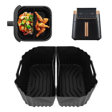 Силіконовий килимок для фритюрниці (48x30 см) - захист від нагріву для кухонної поверхні, кавомашини, Ninja, Cosori, Philips Airfryer (Dual Zone 2 Kammern)