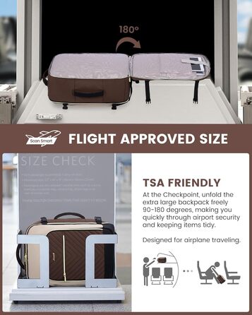 Рюкзак-валіза LOVEVOOK для жінок, 40L, ручна поклажа, водонепроникний, для ноутбука, подорожей, бізнесу (17.3 дюйми, темно-кававий, абрикосовий, чорний)