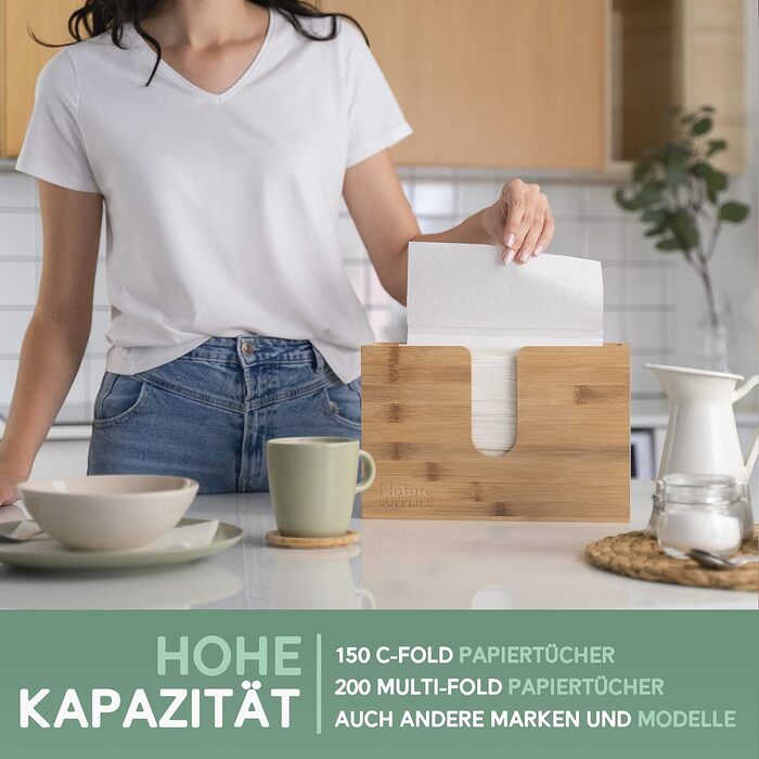 Nature Supplies Wooden Paper Towel Dispenser - Paper Towel Holder with Wall Mount or Tabletop Use, for C-, Z-, or Interfold-Folded Paper Towels
