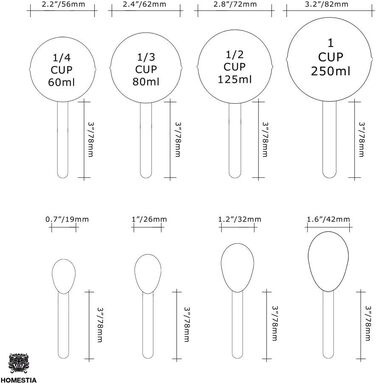 Measuring Cups and Spoons Set, Stainless Steel, 8 Pieces, for Dry and Liquid Ingredients, Cooking Appliances, for Home, Kitchen, Luggage, Jewelry
