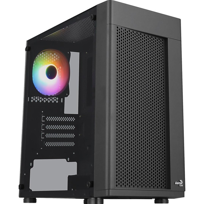 Корпус ПК Aerocool HEXFORM K2 V2 Micro ATX з 3 RGB вентиляторами, сітчаста передня панель, чорний колір