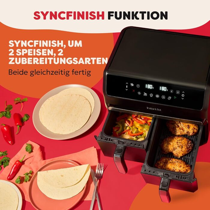 Фритюрниця повітряна Instant Pot Vortex Compact Trüffel Grau 5 л, 4-в-1, сімейний розмір, з антипригарним покриттям