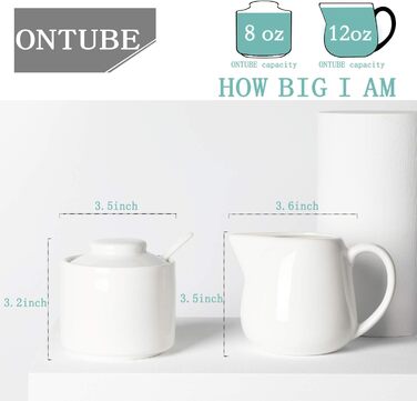 Porcelain sugar bowl and cream pitcher set, 3 pieces, spoon, sugar bowl with lid, cream-colored (white)