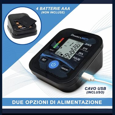 Тонометр на плече Dinamicamed Med-a139 з USB-кабелем та 2*99 пам'яттю, високоточний