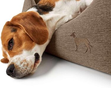 Софа для собак HUNTER Livingston, лежанка для собак, тканина, класичний дизайн, S, коричневий, 60x43x16 см