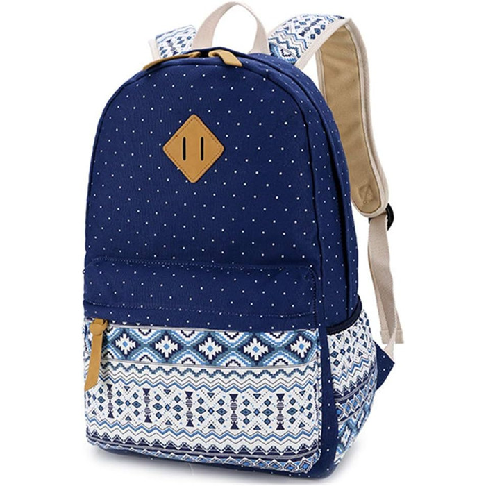 Стильний жіночий/дівочий рюкзак з канвасу з принтом у смужку. Ідеальний для школи, університету, підліткам та дорослим. (Блакитний)