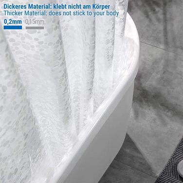 Шторка для душу Ecooe 3D ромби, прозора, 100% EVA матеріал, вологостійка, антигрибкова, 240 x 200 см, з 16 кільцями, для ванної кімнати, товщина 0,15 мм (240 x 200 см)