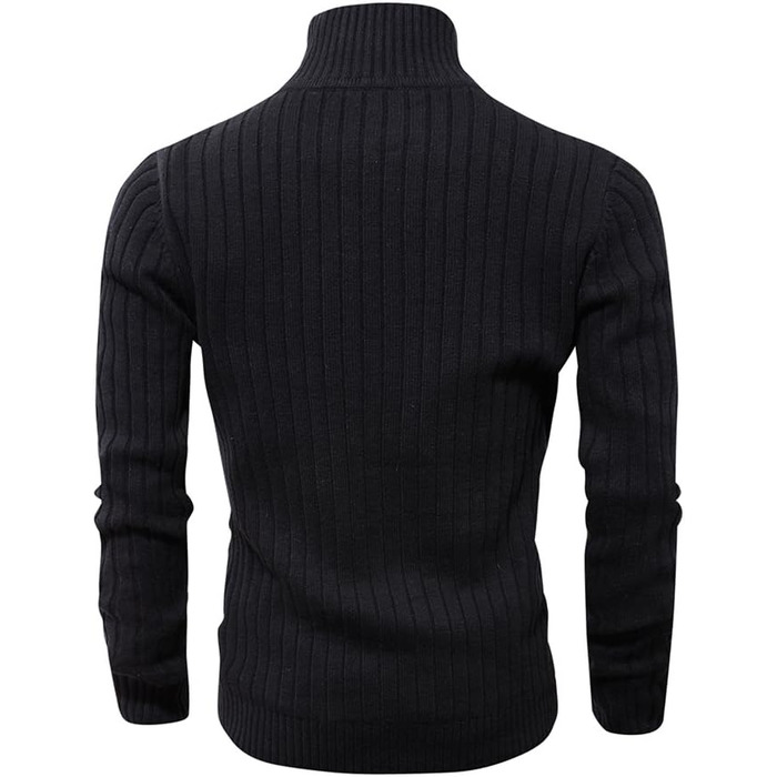 Чоловічий кардиган AOLI RAY з блискавкою та стоячим коміром: стильний пуловер з тонкої в'язки та двома кишенями (чорний)