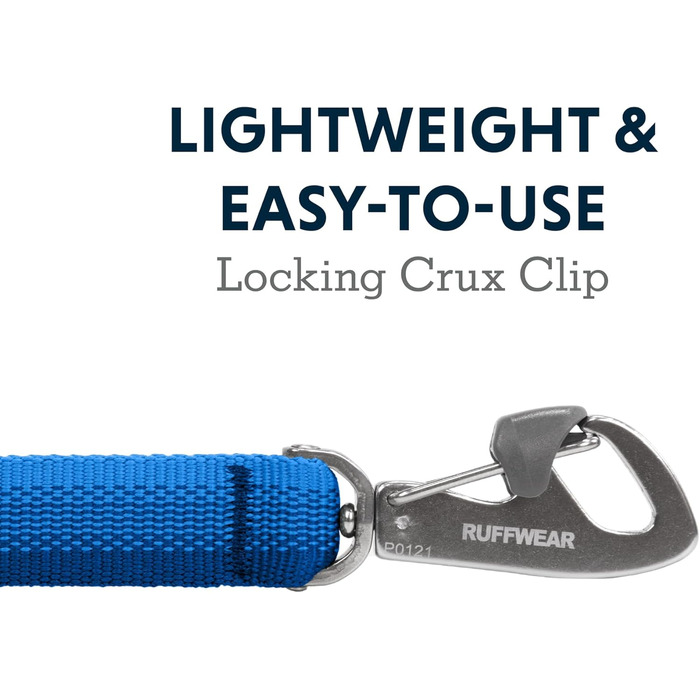 RUFFWEAR Front Lead, lightweight, 1.5 m, strong lead with padded handle and secure swivel Crux-Clip, compact, flat Tubelok webbing (Blue Pool, one size)