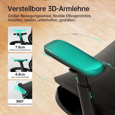 Hbada P2 Air Ergonomic Office Chair with 3D Lumbar Support, Adjustable Headrest & Armrests, Mesh Back, for Home & Office - Black (Luxury Edition)