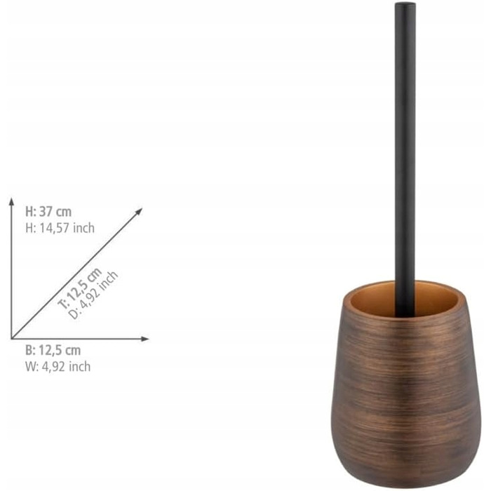 Тримач зі щіткою для унітаза Wenko Palena, 12,5 x 37 см, чорно-коричневий