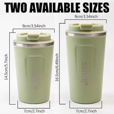 Термокружка з нержавіючої сталі SUNTQ - 510 мл, з подвійними стінками, ізольована, з кришкою, багаторазова (Чорний)