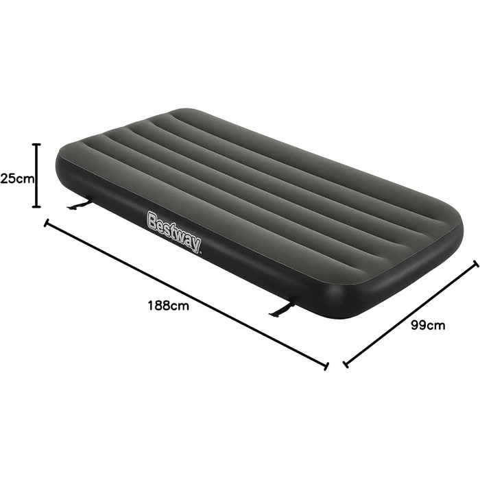 Надувний матрац Bestway TriTech Connect and Rest 3-в-1 | Міцний матеріал | Регульовані пряжки | 2 матраци в комплекті | Сірий колір | 188 x 99 x 25 см