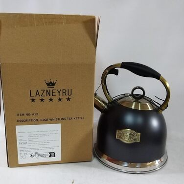 Чайник-свисток 3L з нержавіючої сталі, з термостійкою ручкою, для індукційних плит, чорний