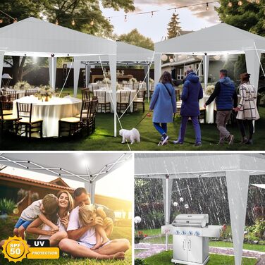 KESSER® Gazebo Folding Gazebo 3x3m with LED Lighting | Pop-Up Garden Gazebo Adjustable Height Stable Waterproof Winterproof | Party Tent Event Tent UV Protection 50+ incl. Remote Control & Bag Light Grey