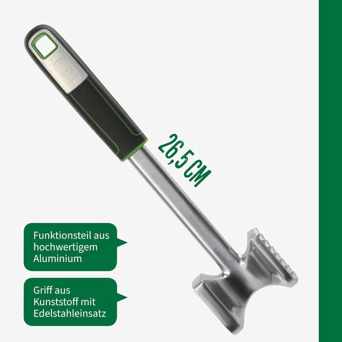 Преміум Fleischklopfer від FACKELMANN CHEFKOCH: подвійний м'ясоруб для відбивних та іншого – алюміній, 26,5 см