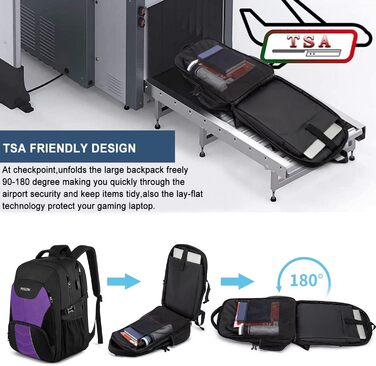 Чоловічий рюкзак 55L, великий, водовідштовхуючий, з відділенням для ноутбука 18.4