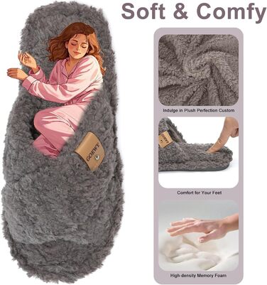 Жіночі домашні тапочки з Memory Foam - зручні та стильні домашні капці для спальні, відкриті, з перехресними ремінцями, неслизька підошва, для дому/на вулицю, трендові шльопанці як стильний подарунок для жінок, мами, дружини, білі (сірі), 42/43 EU