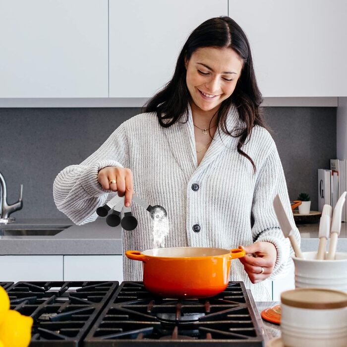 Набір мірних ложок та мірний стакан з нержавіючої сталі, 8 шт. - для рідин та твердих інгредієнтів, випічки, кулінарії