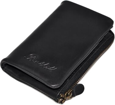 Benthill Small Wallet Genuine Leather - Women's Wallet with RFID Protection - 6 Card Slots - Slim Wallet including Gift Box, Color: Black