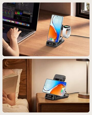 Бездротова зарядка SwanScout 708S для Samsung Galaxy S26 Ultra/+/S26/S25/S24/S23/S22/S21, Galaxy Watch Ultra/8/7/6/5/4, Galaxy Buds4 Pro (Без адаптера) Чорна