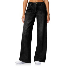 Джинси жіночі Cicy Bell Baggy висока талія, широкі штанини, чорні, розмір 44