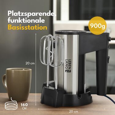 LEBENLANG Ручний міксер 400W з 5 швидкостями та турборежимом, підставка | Міксер для кухні