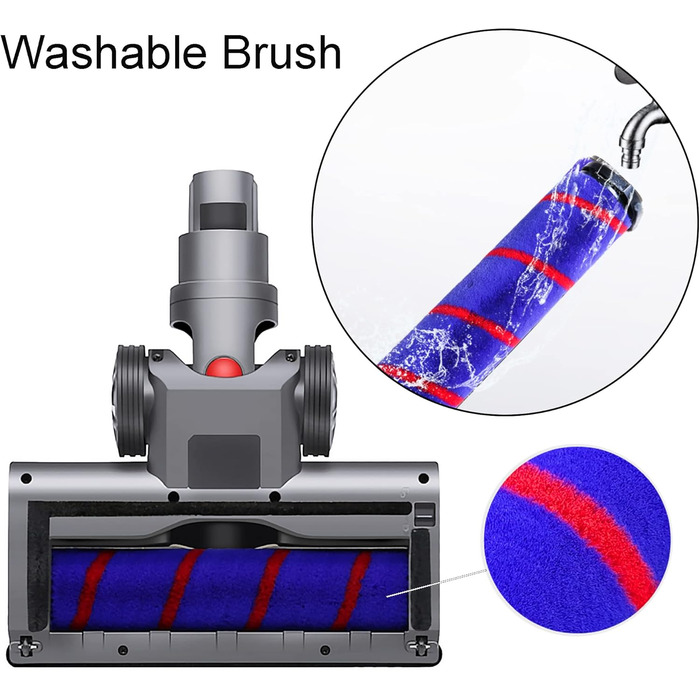 Електрична турбо-щітка Italdos для пилососів Dyson V7 V8 V10 V11 V12 V15 з LED-підсвічуванням та великими колесами