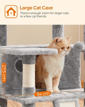 Драбина для котів Feandrea, XXL, 169 см, світло-сіра, PCT019W01