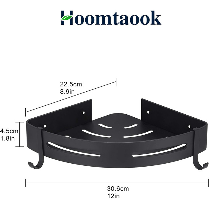 Hoomtaook Shower Corner Shelf, Shower Basket, Shower Shelves, No Drilling Required for Bathroom, Matte Finish, Bathroom Shelf, 2 Pieces Black
