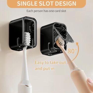 Настінний тримач для зубних щіток, 4 шт. сірий та чорний, для ванної кімнати