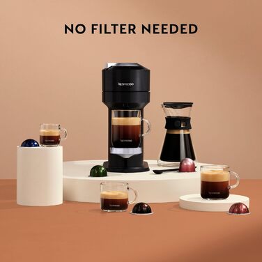 Кавомашина Nespresso Vertuo Next Krups XN910C: 6 розмірів чашок, автоматичне розпізнавання капсул, об'єм резервуару 1.1 л, 54% з переробленого пластику, темне хромоване покриття