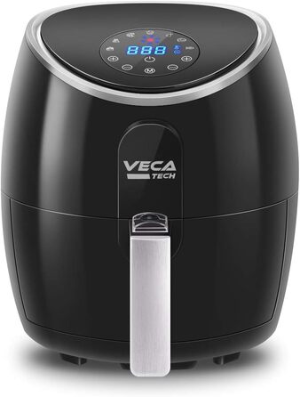 Фритюрниця VECATECH Heißluft XXL 5.5л з цифровим сенсорним екраном, 8 програмами та 1800W - безмасляна фритюрниця для здорового харчування