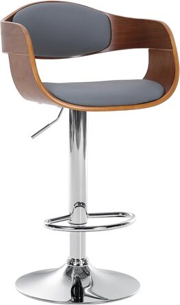 Kingston Adjustable Bar Stool with Faux Leather Seat - Walnut/Gray