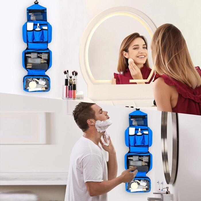 Сумка для туалетних аксесуарів на блискавці, дорожня, унісекс, з 4 відділеннями, Caping Oxford (Блакитний)