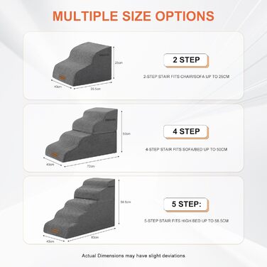 Trhillsbrad Dog Stairs, 5 Steps for Small Dogs, High-Density Foam Pet Stairs, Washable Cover and Non-Slip Bottom (Foldable Dog Stairs, 4 Steps)