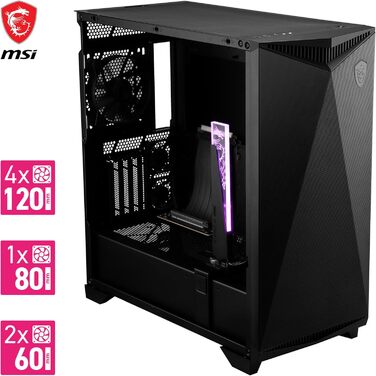 Корпус ПК MSI MPG GUNGNIR 300P Airflow - Mid-Tower з загартованим склом, підтримка ATX/M-ATX/Mini-ITX, 4 x 120mm ARGB вентилятори, USB 3.2 Gen 2x2 Type-C, Gen 1 Type-A, магнітний фільтр пилу