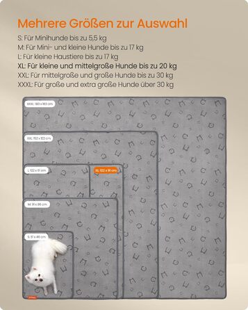 Водонепроникний килимок для собак Feandrea, 2 шт., 122 x 91 см, XL, з антиковзаючим покриттям, для собак, котів, кроликів, сірий