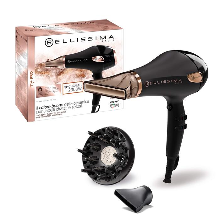 Професійний фен для волосся Bellissima My Pro Ceramic P5 3800 з керамічним покриттям та іонізацією, 2300 Вт, з дифузором та вузьким концентратором