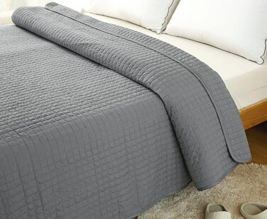 Покривало на ліжко WOLTU з ефектом декілька кольорів, 220x240 см, сірий, двостороннє, стегане