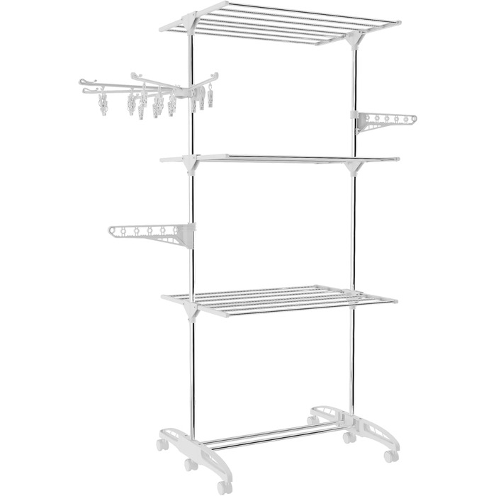 Сушарка для білизни Hyfive, велика, 4 яруси, з кріпленням для шкарпеток, нержавіюча сталь, складається для зберігання