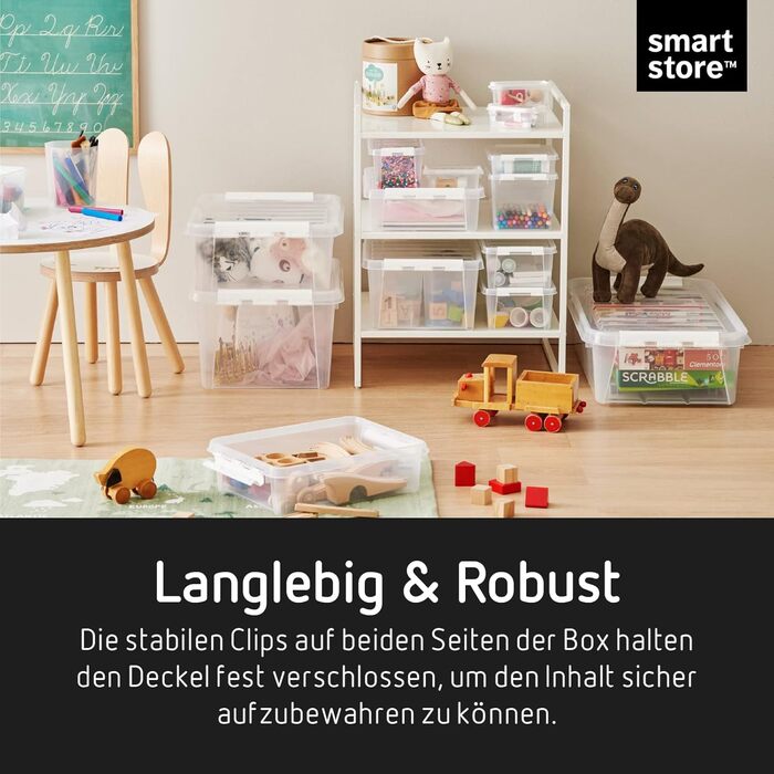 SmartStore - 10x Storage Box with Lid Classic 2L (21x17x11cm) | Stackable Box with Lid | Food-Safe Plastic Box | Plastic Box with Lid & Reinforced Corners | 10-Year Warranty (1.5L)