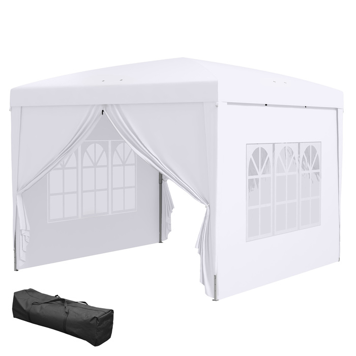 HOMCOM 3x3m Gazebo with 4 Side Walls & Windows, UV Protection, Includes Carry Bag, Steel & Oxford Fabric, White