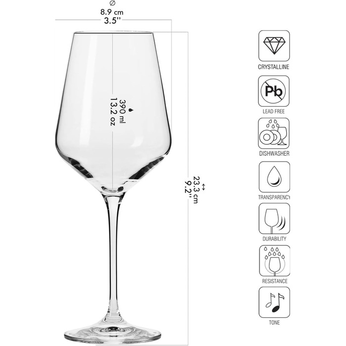 Кросно Авгантгарде: 4 великі келихи для білого вина, 390 мл, без свинцю, 4 шт.
