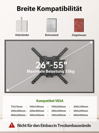 Кріплення для телевізора USX-MOUNT на стіну, поворотне, нахильне, висувне, для телевізорів та моніторів 26-55 дюймів, VESA 400x400, до 35 кг