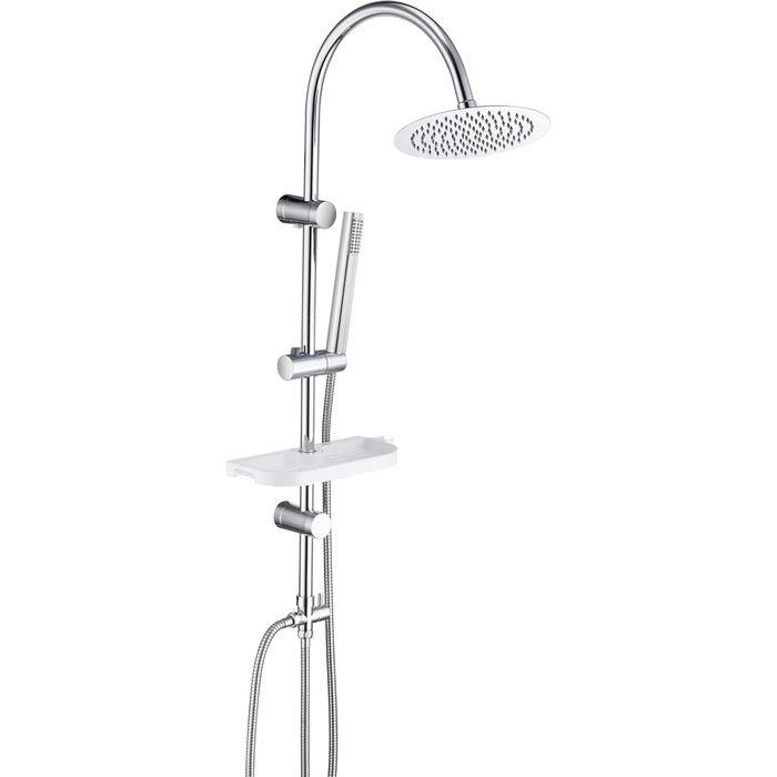 Gorch Rain Shower System with Shelf, Shower Set without Shower Faucet (20x20cm) (UYT-D20CP-Shelf, Chrome)